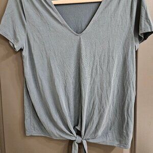 Lucky Brand Dusty Blue Tie-Front Tee Size Small